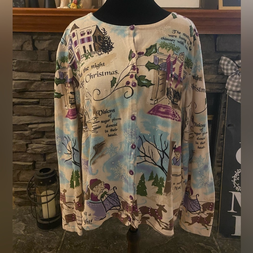 VTG Christopher & Banks Cotton Novelty Christmas Cardigan